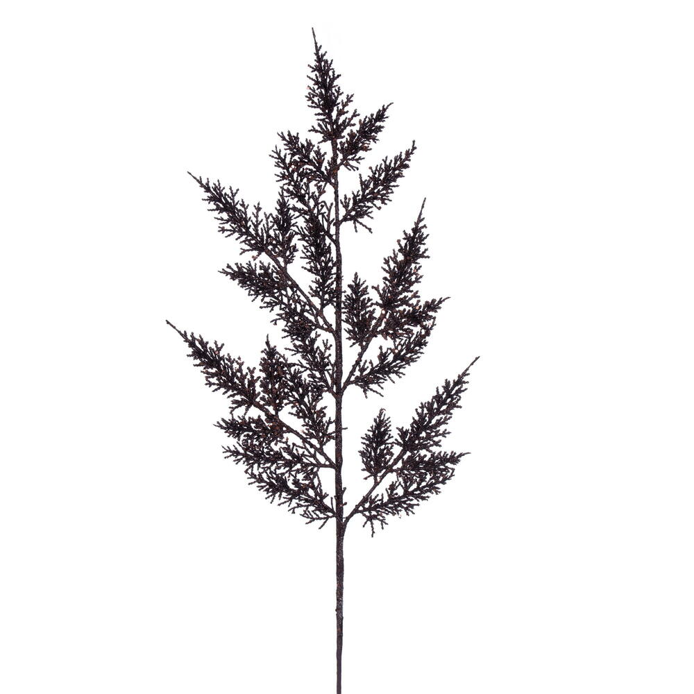 Vickerman 28" Chocolate Onoclea Glitter Wild Huck Artificial Christmas Spray. Includes 6 sprays per pack.