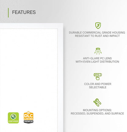 ASD Lighting LED Back-Lit Panel 2x2ft 20/25/30W 120-277V 0-10V Dimmable 3500/4000/5000K White UL DLC Premium 4 pack