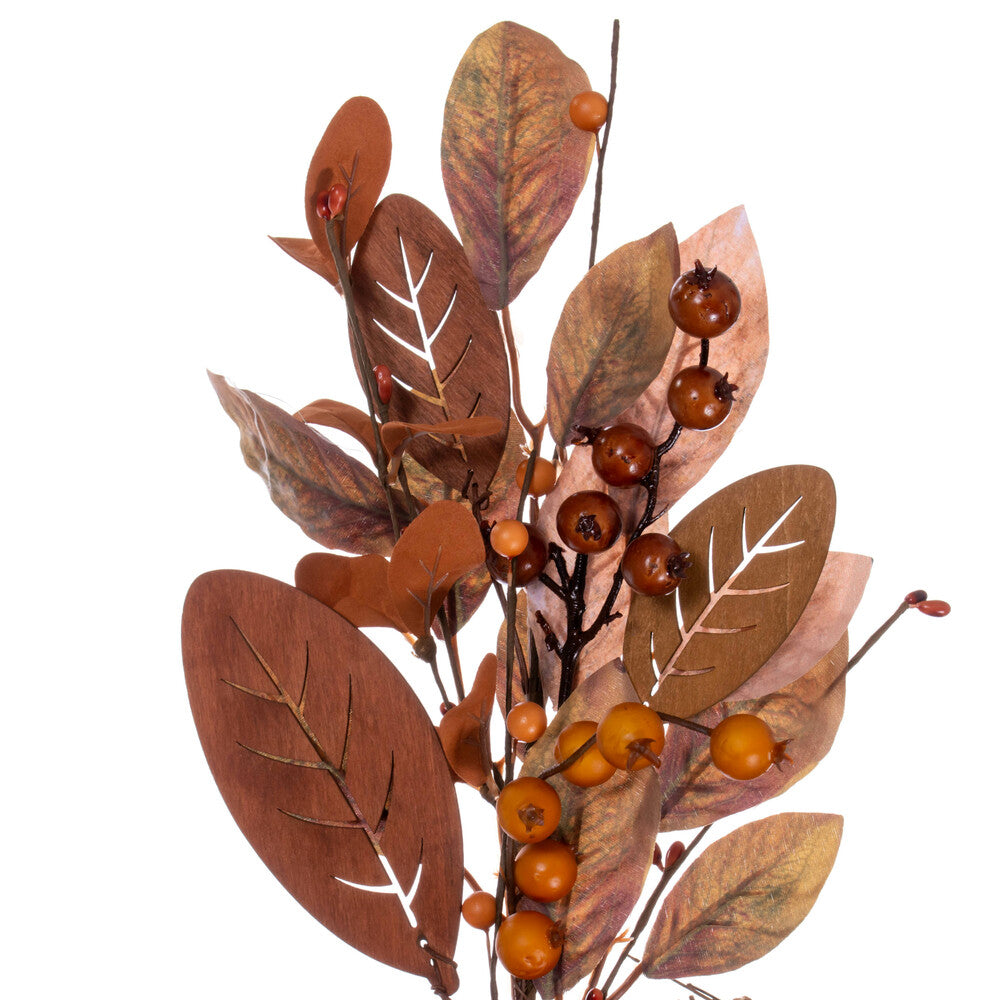 Vickerman 22" Artificial Light Brown Fall Berry and Wood Leaf Wreath