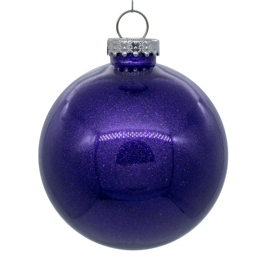 Vickerman 4.75" Clear Ball Christmas Ornament with Purple Glitter Interior 4 Pieces per bag