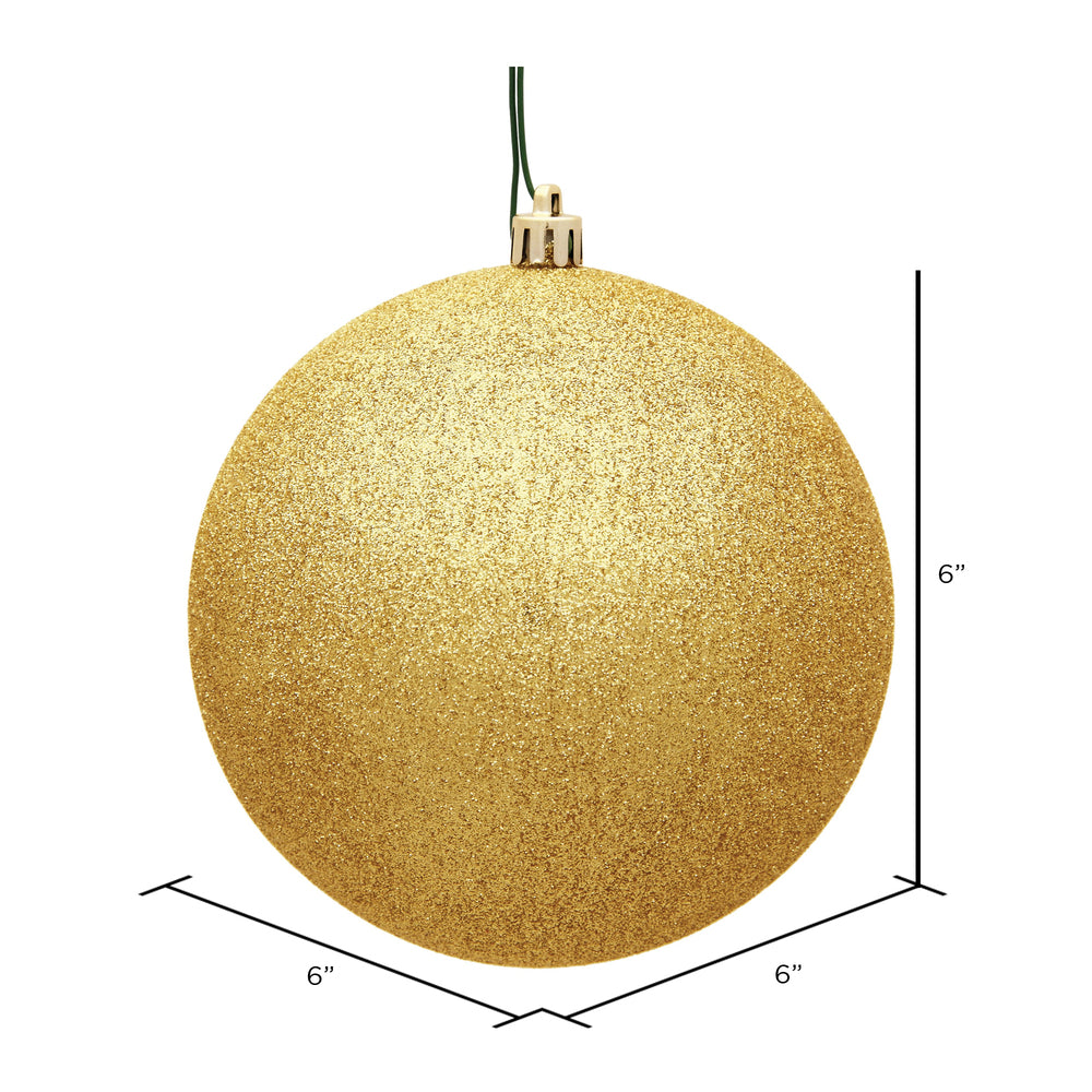 Vickerman 6" Honey Gold Glitter Ball Ornament 4 per Bag