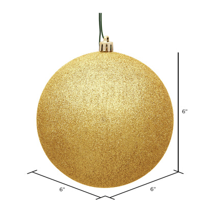 Vickerman 6" Honey Gold Glitter Ball Ornament 4 per Bag