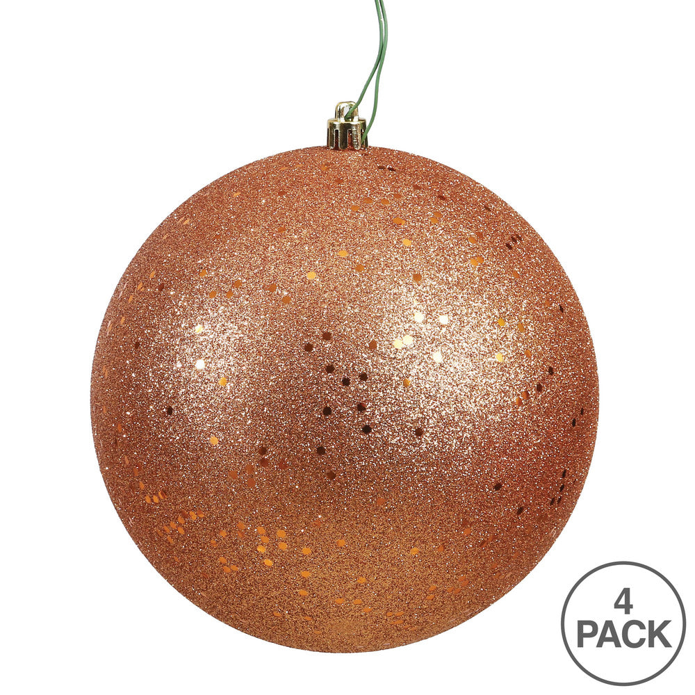 Vickerman 4.75" Rose Gold Sequin Ball Ornament 4 per Bag