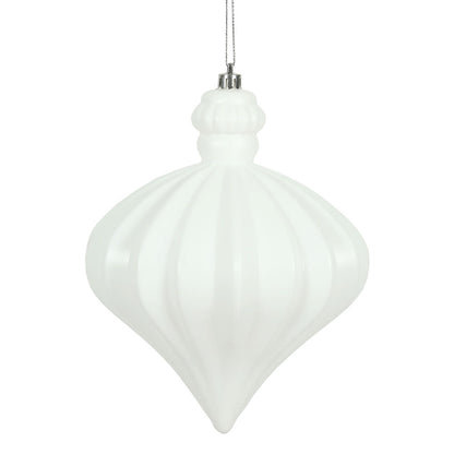 Vickerman 6" White Matte Onion Drop Christmas Ornament 4 per Bag