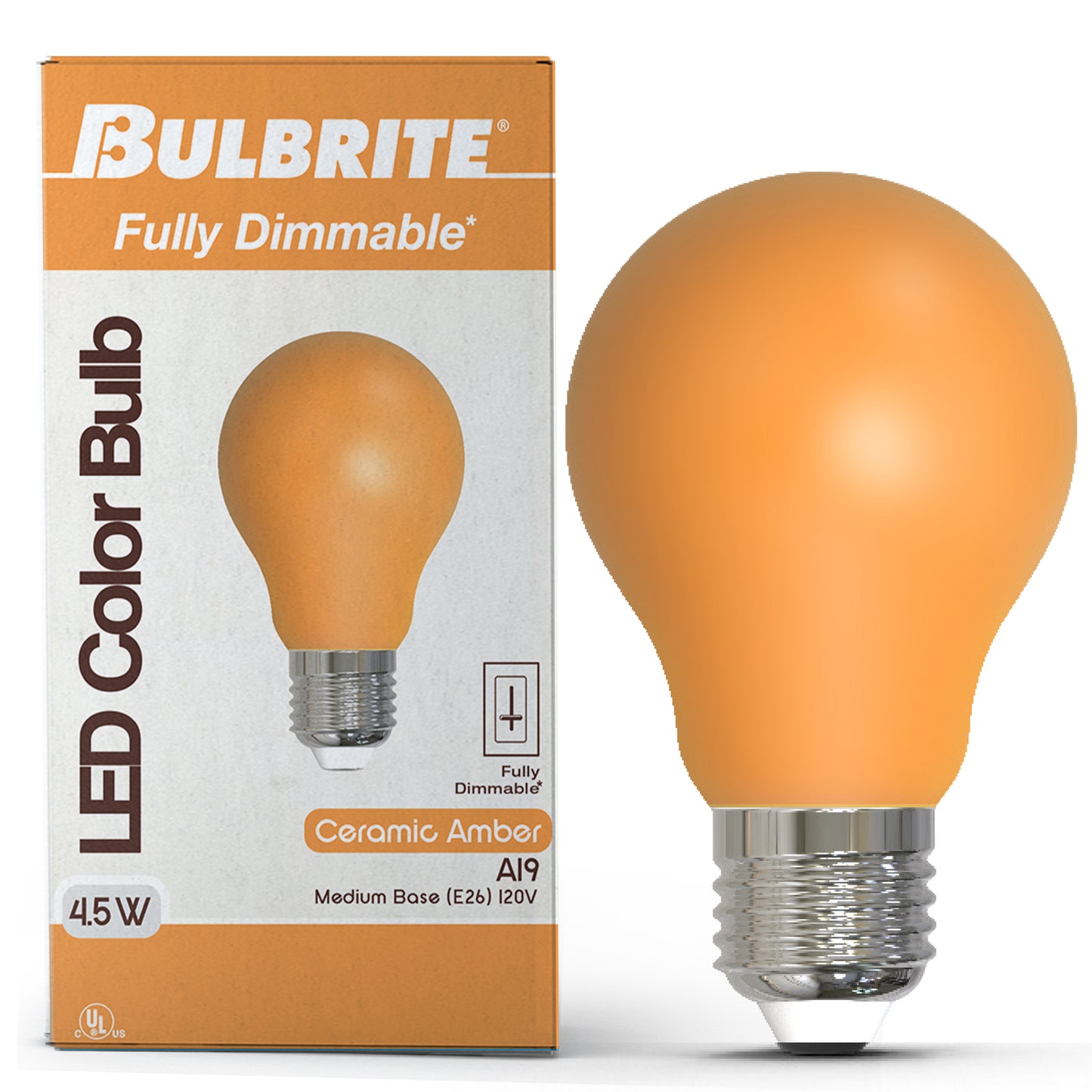 Bulbrite 776106 25-Watt Equivalent Ceramic Amber Color A19 Weatherproof Outdoor E26 Medium Base LED Light Bulb