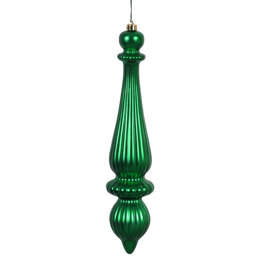 Vickerman 14" Green Matte Finial Drop Ornament Pack of 2