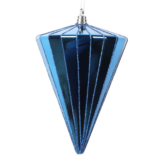 Vickerman 6" Shiny Midnight Blue Cone Ornament 3 per bag.