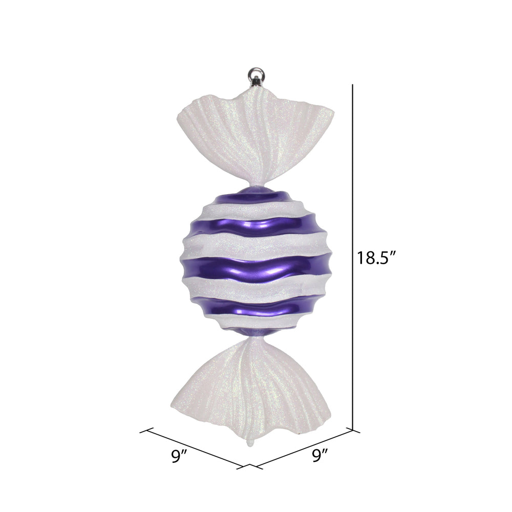 Vickerman 18.5" Purple-White Striped Wave Candy Christmas Ornament