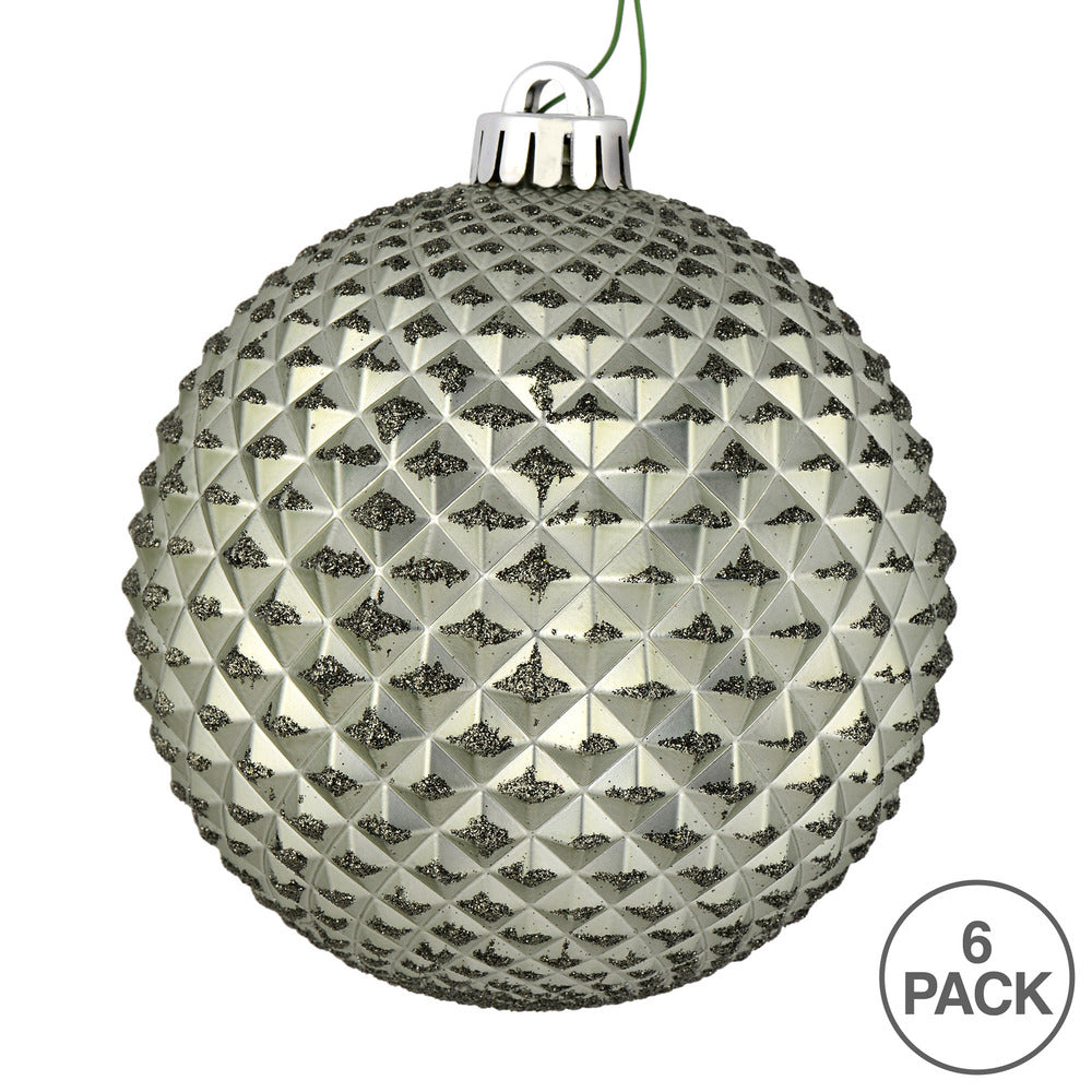 Vickerman 4" Wrought Iron Durian Glitter Ball Ornament 6 per Bag