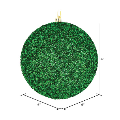 Vickerman 6" Green Beaded Ball Ornament 4 per Bag