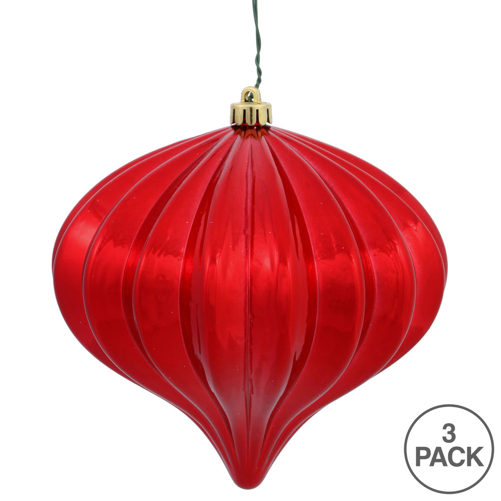 Vickerman 5.7" Red Shiny Onion Christmas Ornament UV treated Set of 3