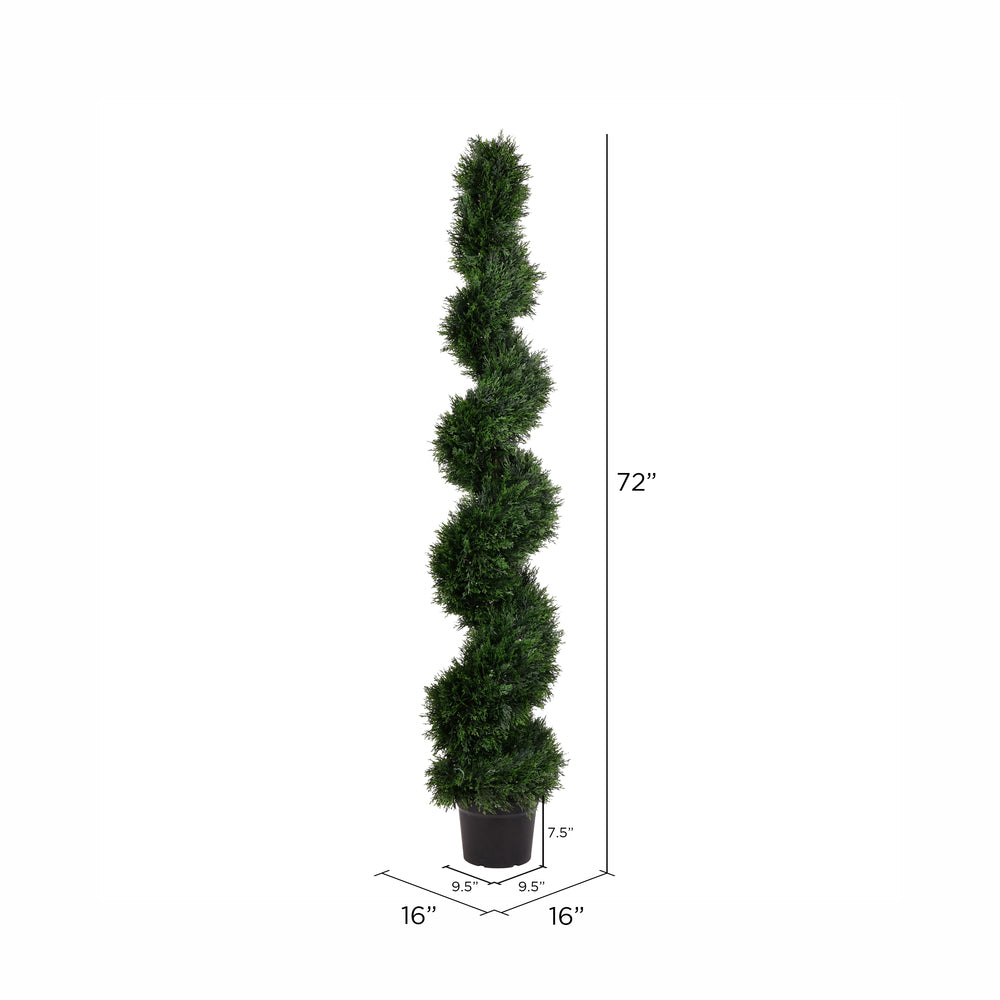 Vickerman 6' Artificial Potted Green Cedar Spiral Tree.