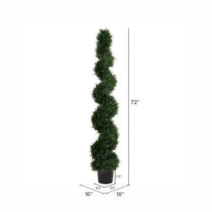 Vickerman 6' Artificial Potted Green Cedar Spiral Tree.