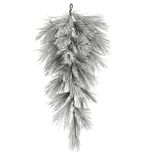 Vickerman 42" Flocked Alder Long Needle Pine Artificial Christmas Teardrop Unlit