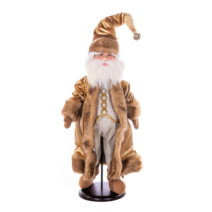 Vickerman 18" Mocha Velvet Santa Doll with Stand. This santa has glasses stand is removeable.