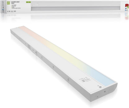 ASD Lighting LED Under Cabinet Linear 40" 20W 120V Dimmable CCT Selectable 2700/3000/4000K Hardwired or Plug-in, Linkable, Hi/Low Switch, White UL