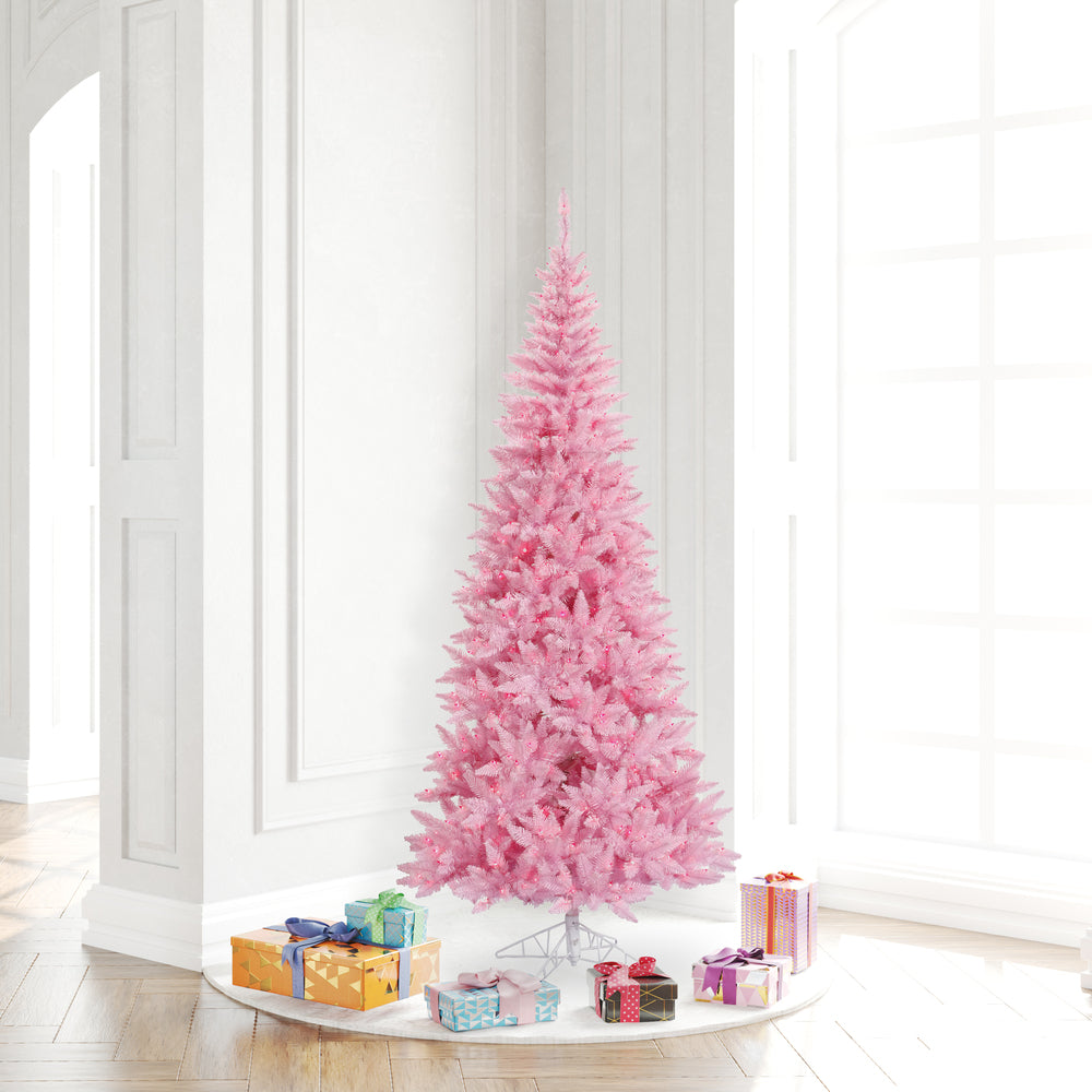 Vickerman 6.5' Pink Fir Slim Artificial Christmas Tree Pink  Dura-lit LED Lights