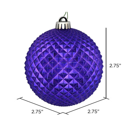 Vickerman 2.75" Purple Durian Glitter Ball Ornament 12 per Bag