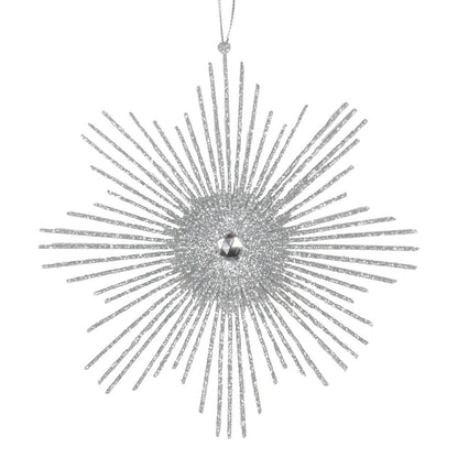 Vickerman 6.5" Silver Snowflake Burst Glitter Christmas Ornament 6 per Bag