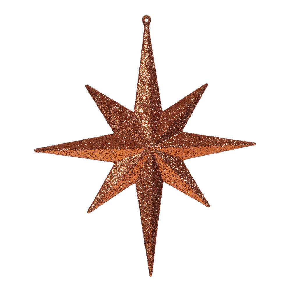 Vickerman 12" Burnished Orange Iridescent Glitter Bethlehem Star Christmas Ornament 2 per Box