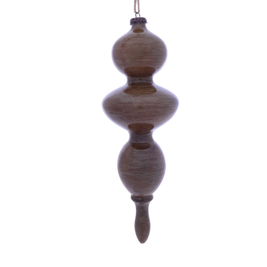 Vickerman 14" Pewter Wood Grain Bubble Finial Ornament. These ornaments are the perfect addition to any holiday decorating project. They features a light wood grain pattern. Includes 3 pieces per pack.