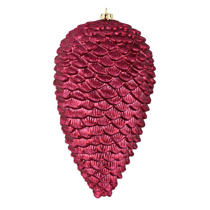 Vickerman 10" Berry Red Matte Glitter Pinecone Christmas Ornament Pack of 2