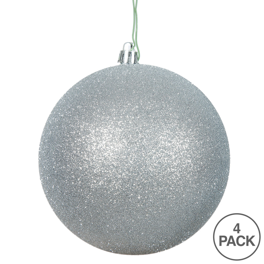 Vickerman 6" Silver Glitter Ball Ornament 4 per Bag