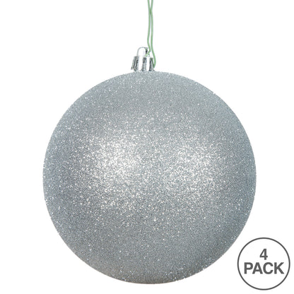 Vickerman 6" Silver Glitter Ball Ornament 4 per Bag