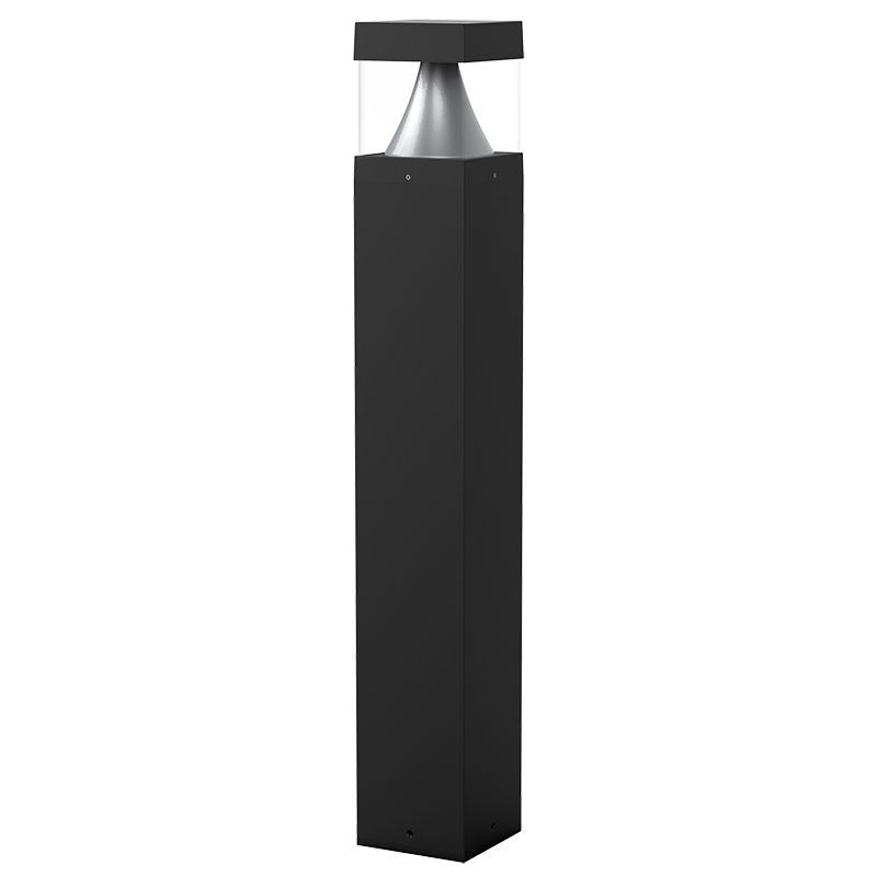 Westgate Bollard 42In Square Flat Top Louver Clear Lens Adj. 12-22W 30/40/50K, Black, Outdoor Lighting, 12~22W, 130 Lumens/W, 30K/40K/50K, Black Finish, 0~10V Dimmable