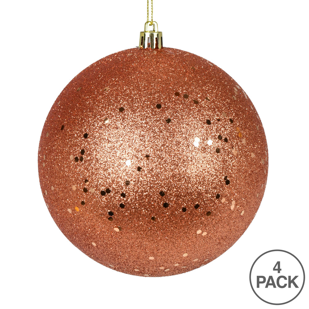 Vickerman 4.75" Coral Sequin Ball Ornament 4 per Bag
