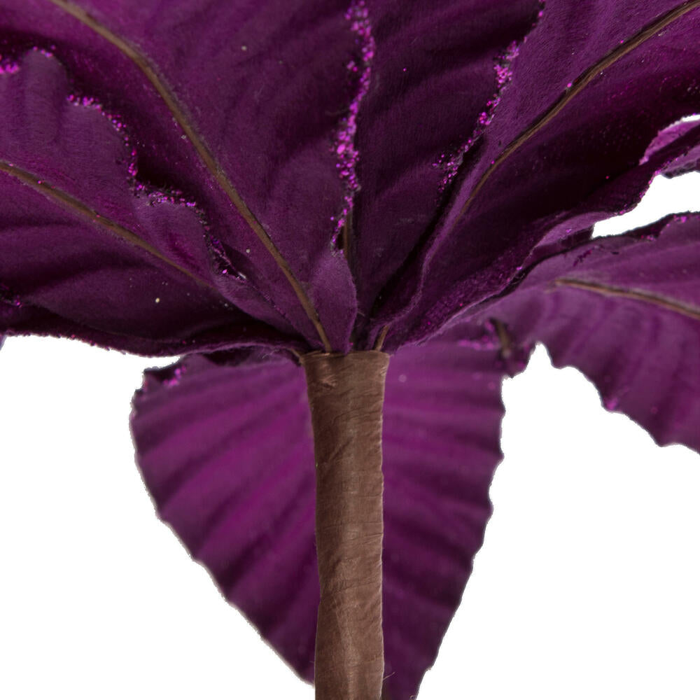 Vickerman 22" Purple Velvet Glitter Trim Poinsettia 6 per bag.