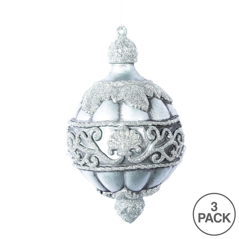Vickerman 6.5" Limestone Antique Leaf Scroll Drop Christmas Ornament Pack of 3