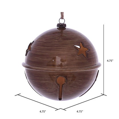 Vickerman 4.75" Brown Wood Grain Bell Christmas Ornament Set of 4