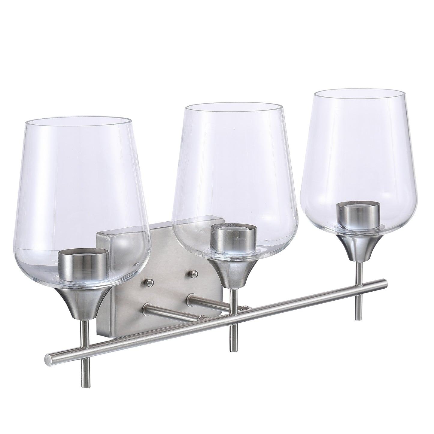 ASD Lighting 3-light Vanity Light 3xE26 60W 120V Clear Glass, Nickel ETL