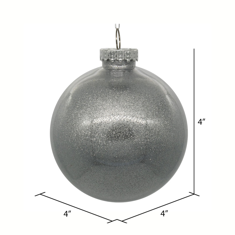 Vickerman 4" Clear Ball Christmas Ornament with Silver Glitter Interior 6 Pieces per bag