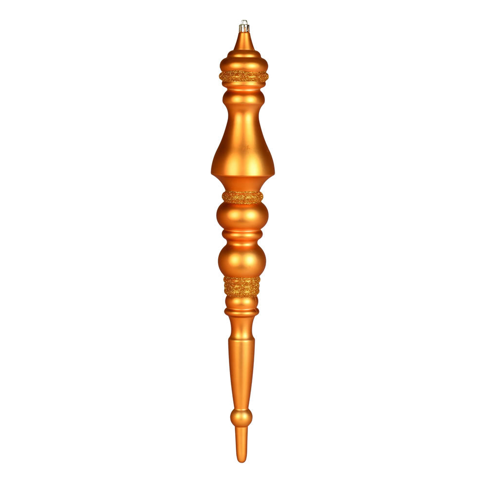 Vickerman 20" Antique Gold Matte Finial 1/Bag. This ornament features a drilled cap with looped wire to ensure that decorating is a breeze. This ornament is made with shatterproof plastic to reduce the likelihood of breaking when dropped. Includes 2 piece