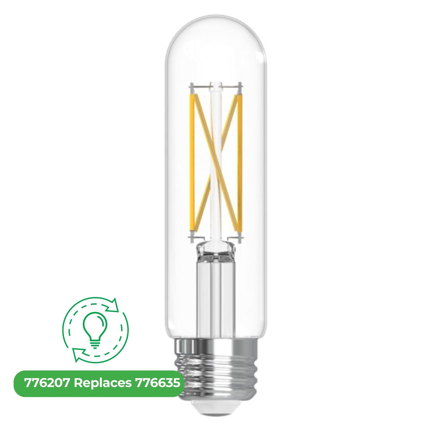 Bulbrite LED Filament 5.1 Watt Dimmable Tubular T9 Light Bulb with Clear finish and Medium (E26) Base - 3000K Soft White Light, 500 Lumens