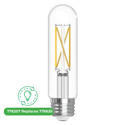 Bulbrite LED Filament 5.1 Watt Dimmable Tubular T9 Light Bulb with Clear finish and Medium (E26) Base - 3000K Soft White Light, 500 Lumens