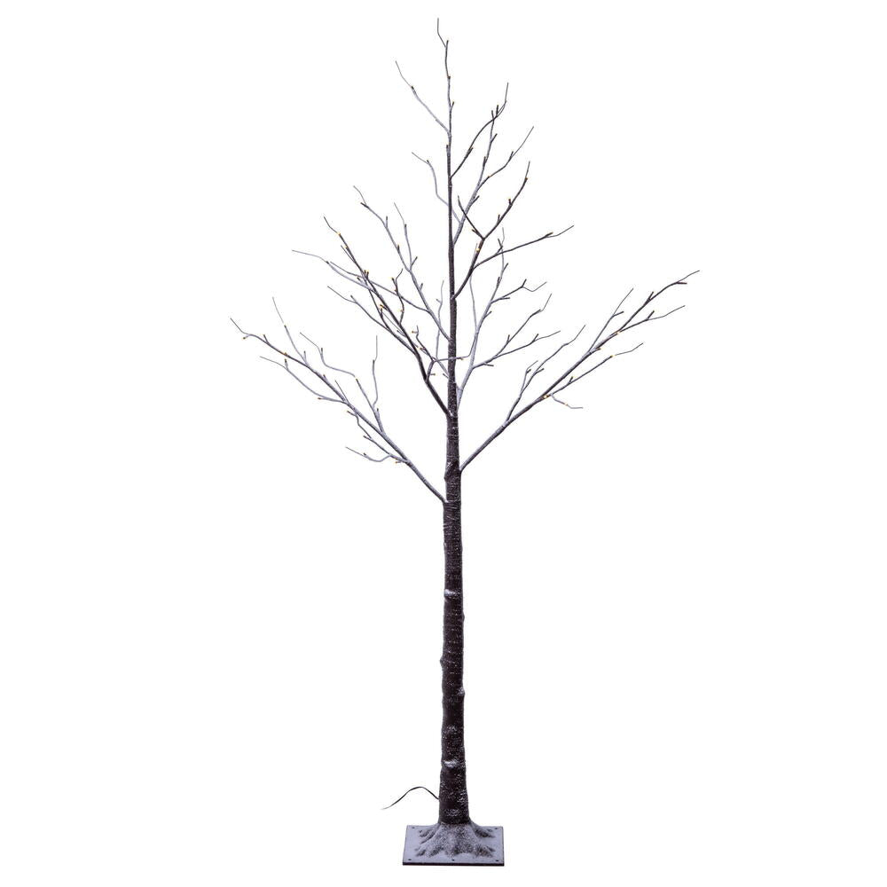 Vickerman 6' Brown Frosted Twig Tree Warm White 3mm Wide Angle LED lights