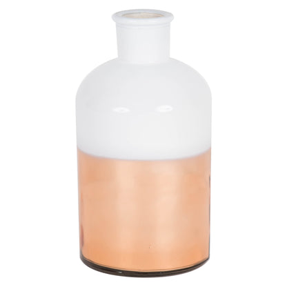 Vickerman 8" White Glass Bottle with Rose Gold Base