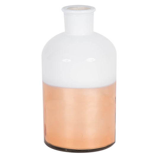 Vickerman 8" White Glass Bottle with Rose Gold Base