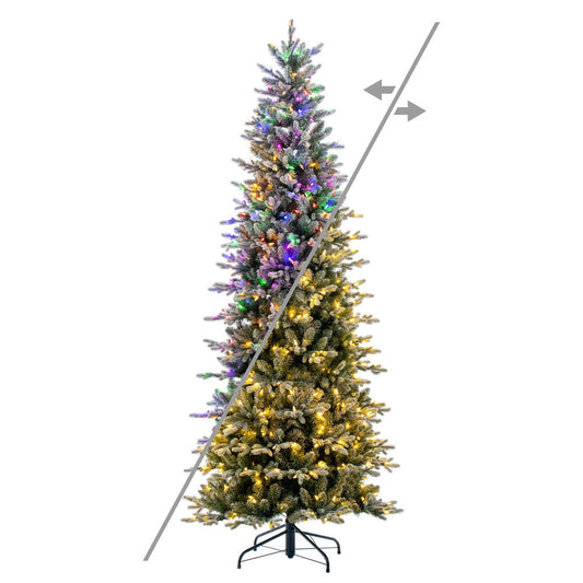 Vickerman 7.5' x 39" Frosted Wistler Spruce Artificial Pre-Lit Christmas Tree, 500 Color Changing Lights