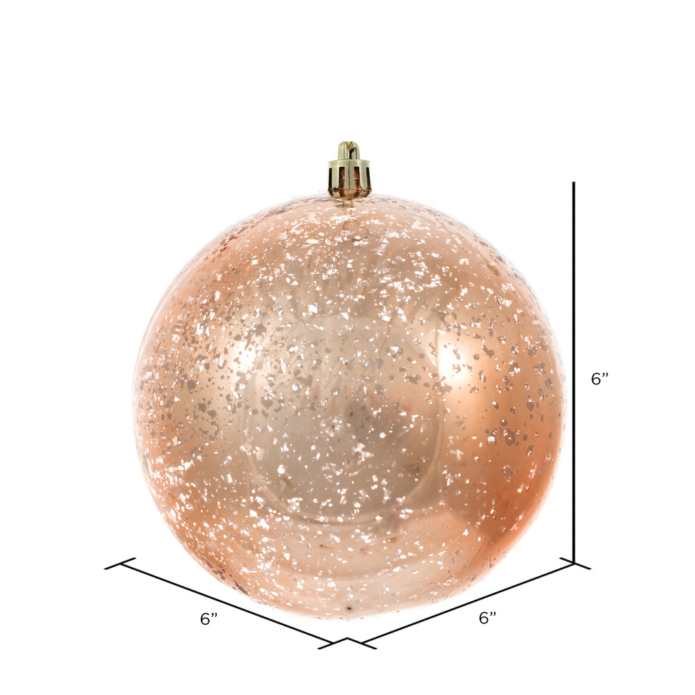 Vickerman 6" Rose Gold Shiny Mercury Ball Ornament 4 per Bag