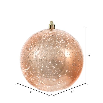 Vickerman 6" Rose Gold Shiny Mercury Ball Ornament 4 per Bag