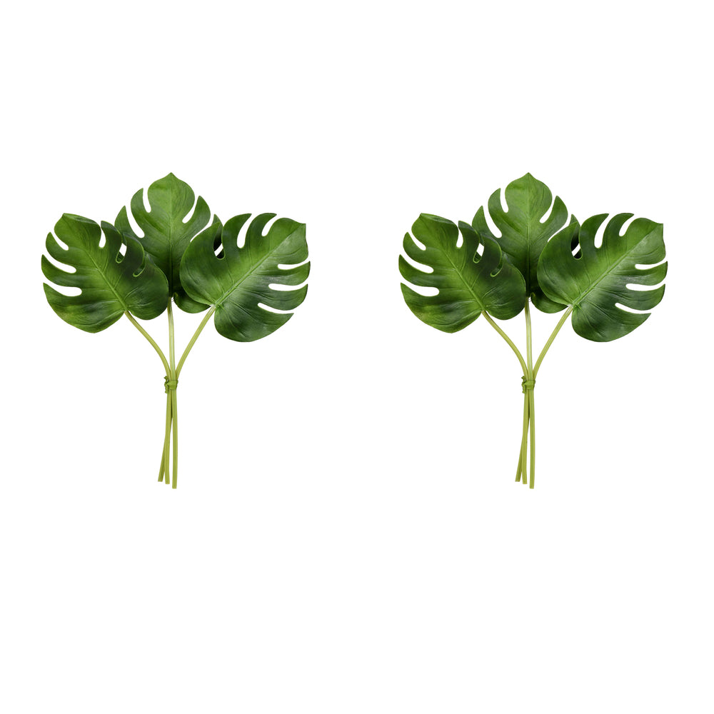Vickerman 13" Artificial Green Split Philo Leaf Bundle Pack of 2