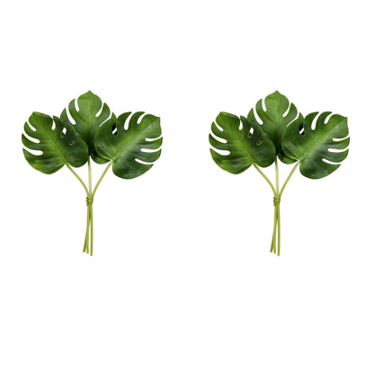Vickerman 13" Artificial Green Split Philo Leaf Bundle Pack of 2