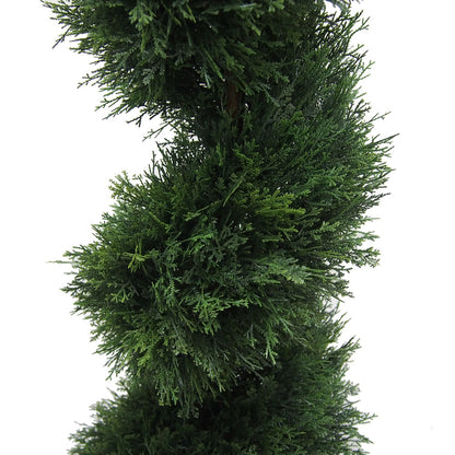 Vickerman 5' Artificial Potted Green Cedar Spiral Tree.