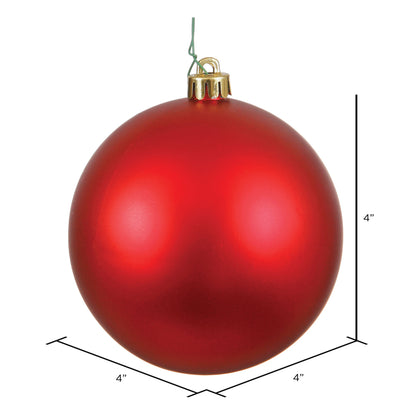 Vickerman 4" Red Matte Ball Ornament 6 per Bag