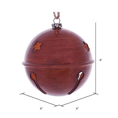 Vickerman 4" Copper Wood Grain Bell Christmas Ornament 6 per Bag