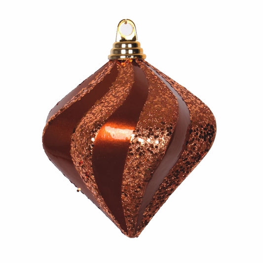 Vickerman 6" Copper Candy/Glitter Swirl Diamond Christmas Ornament